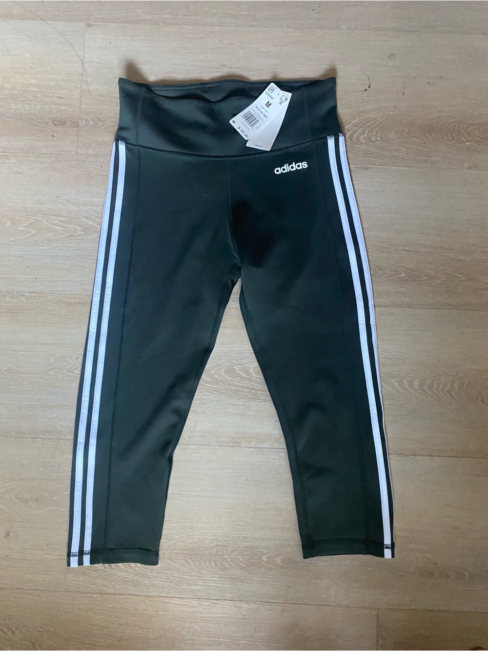 adidas womans Black Striped Performance Capri Leggings